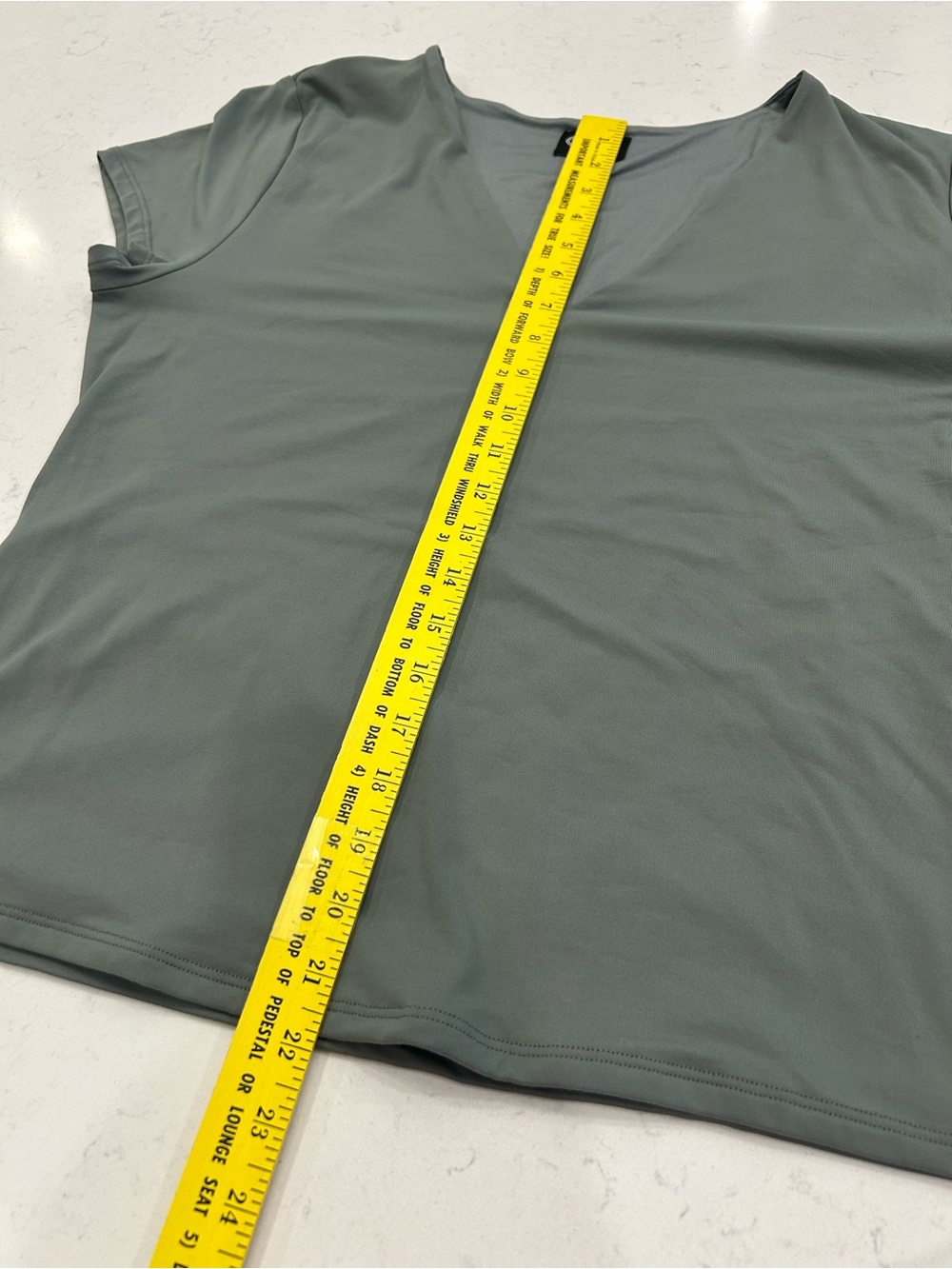 Scoop V-Neck Short Sleeve Blouse in Olive - Picture 7 of 7